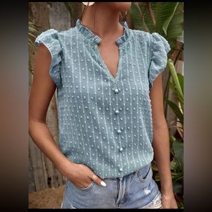 Shein Button Front Swiss Dot Blouse (US12 - XL)